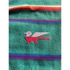 Aztec look teal colored embroidered wrap scarf handwoven in Guatemala